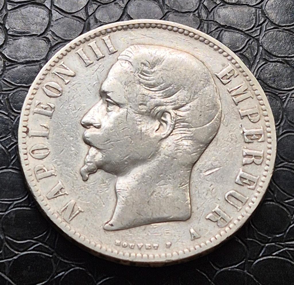 5 Francs  1856 A.  Napoleon lll, Postzegels en Munten, Ophalen of Verzenden, Frankrijk, Losse munt, Zilver