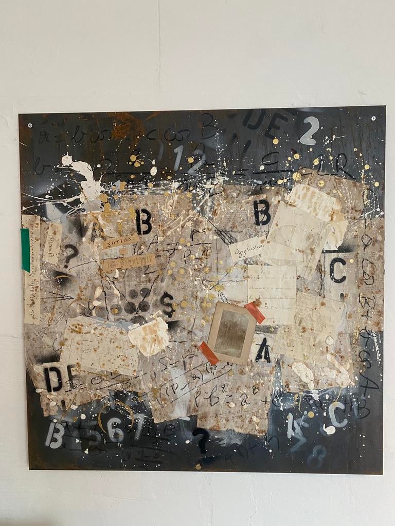 Collage op metaal Sophie De Keyser 75x75cm, Ophalen