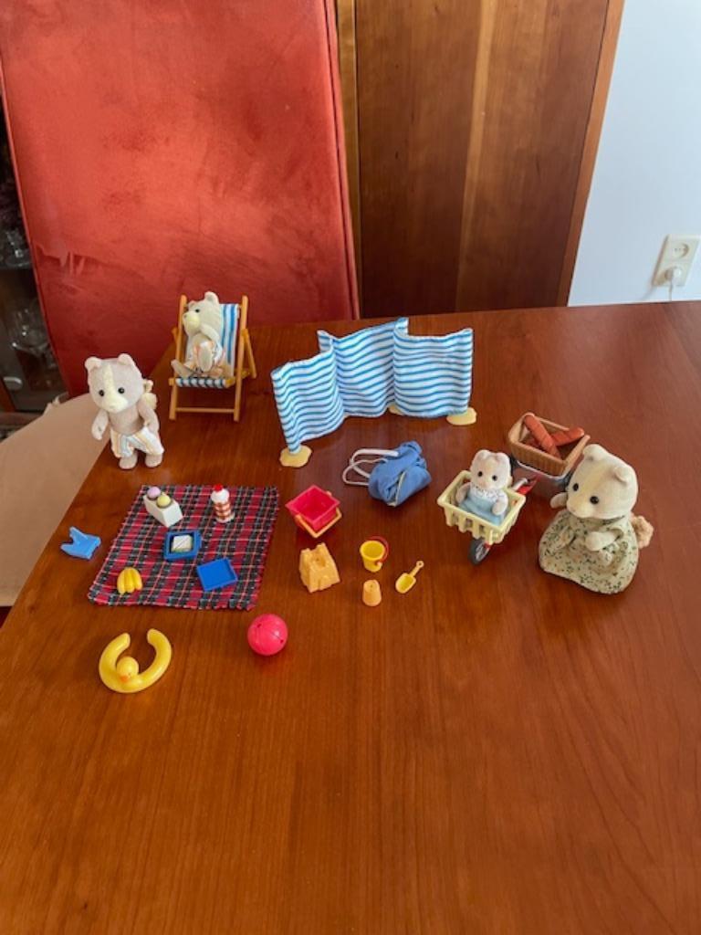Sylvanian Famille Farthing au bord de mer et vélo avec maman, Enlèvement ou Envoi, Utilisé, Maison de poupées