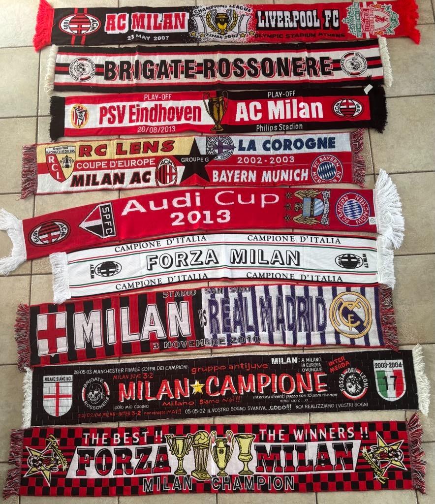 Lot AC Milan sjaals voor verzamelaars (9 stuks), Verzamelen, Verzenden, Gebruikt, Vaantje of Sjaal