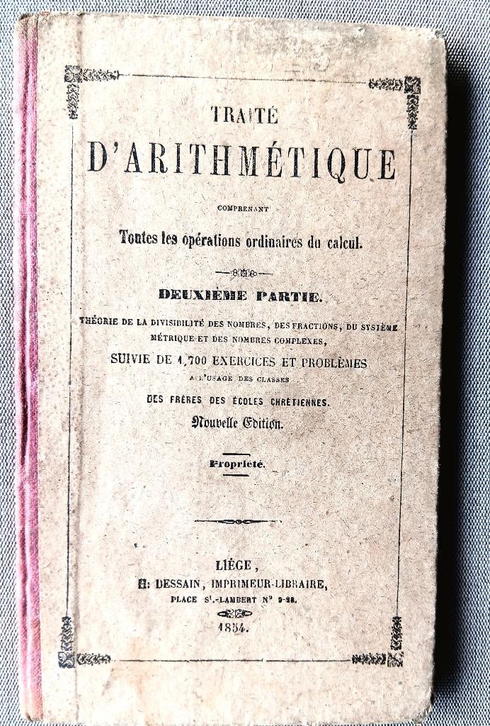 TRAITÉ D'ARITHMÉTIQUE 1854, Enlèvement