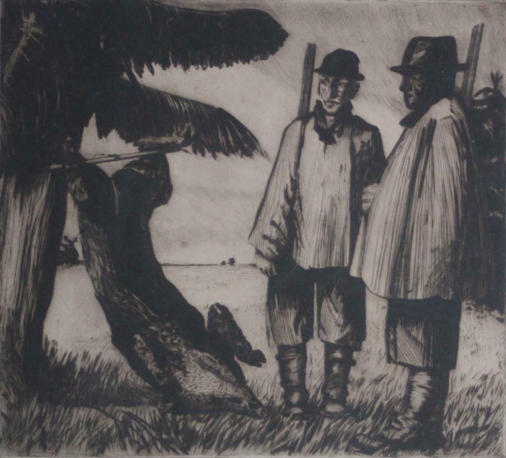 ets Robert Crommelynck (1895-1968) Jachttafereel, Ophalen of Verzenden