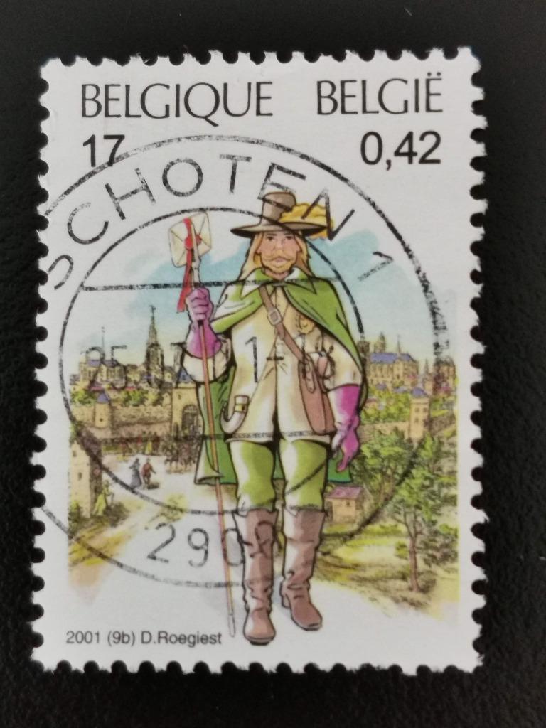 België 2001 - post 17e eeuw - postbode, Ophalen of Verzenden, Gestempeld