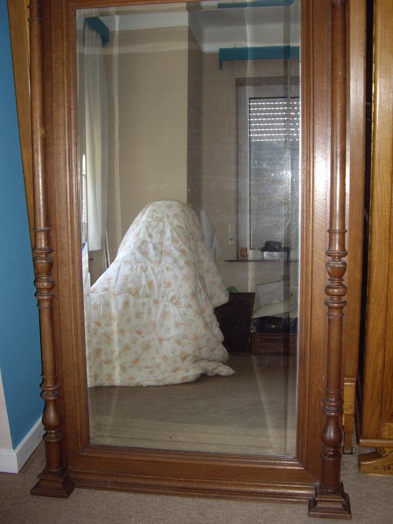 Grand miroir ancien en chêne ciré, Antiquités & Art, Antiquités | Miroirs, Enlèvement, Rectangulaire, 100 à 150 cm, 150 à 200 cm