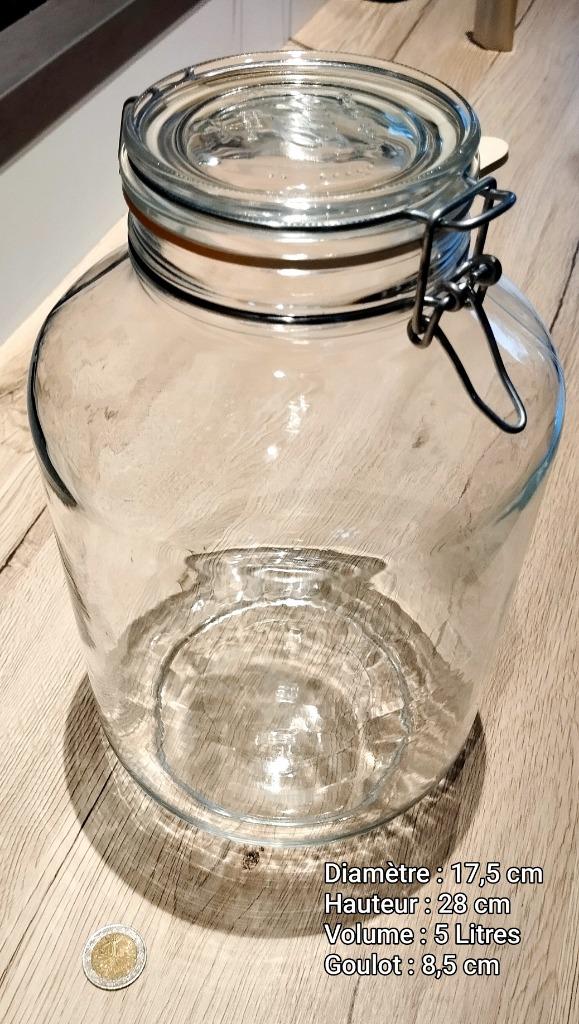 Bocal verre stériliser Fido Weck 5L - jarre bocaux silicone, Maison & Meubles, Cuisine | Vaisselle, Comme neuf, Récipient(s), Autres styles