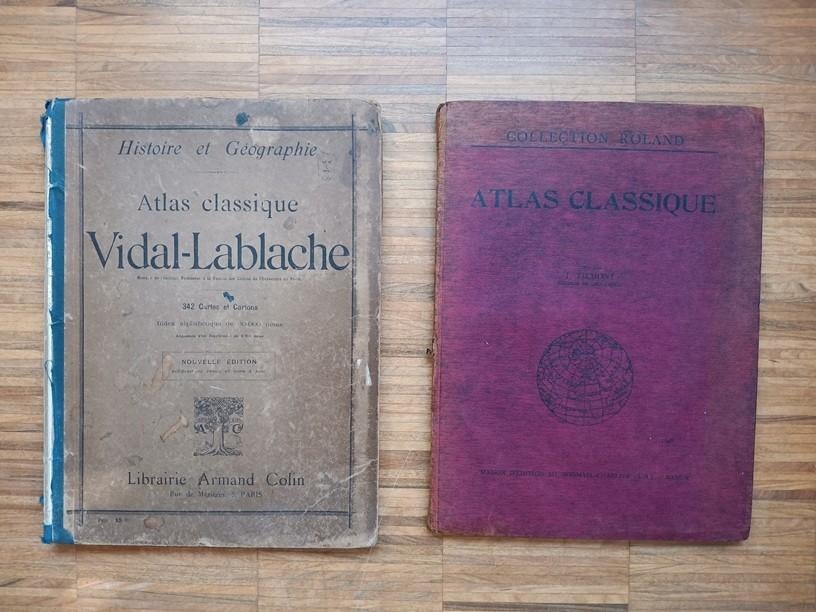 Set van 2 oude atlassen, Vidal-Lablanche en atlas classique, Boeken, Atlassen en Landkaarten, Gelezen, Ophalen of Verzenden