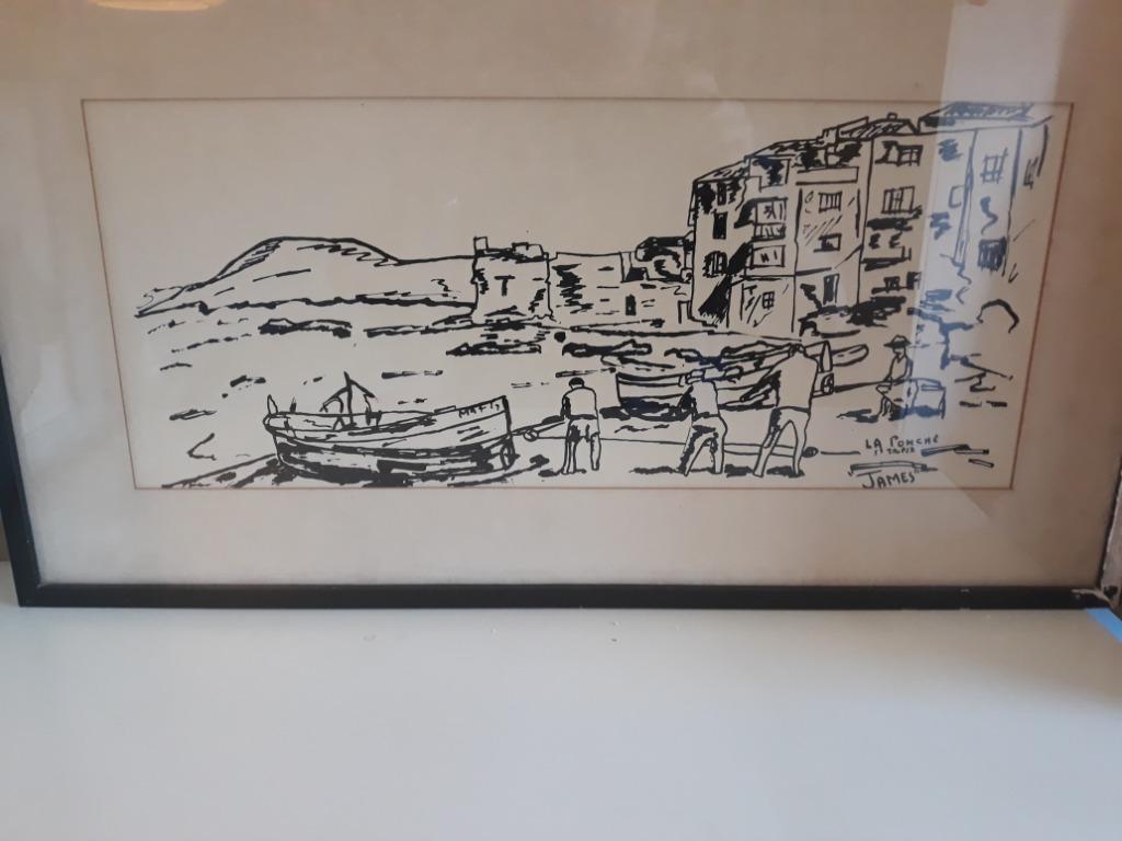 Dessin La Ponche Saint Tropez  63cmx35cm, Enlèvement