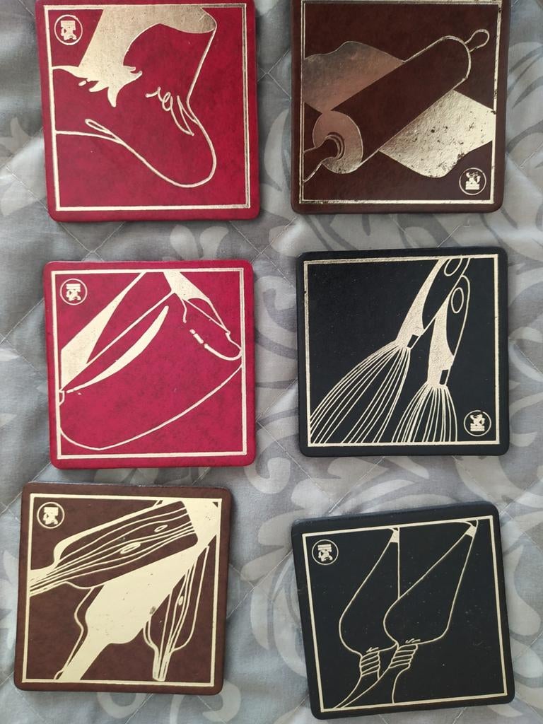 Vintage, ongebruikte glas onderzetters met bakkerij thema's, Huis en Inrichting, Ophalen of Verzenden, Zo goed als nieuw