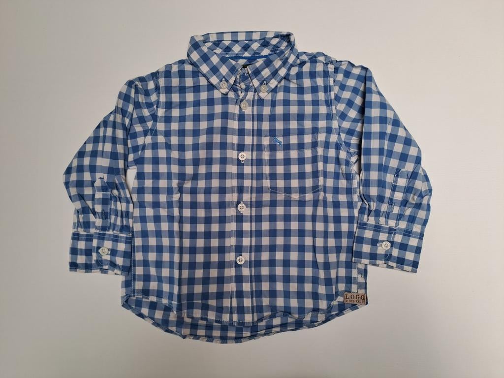 Mt 98 Wit blauw geruit hemd, Kinderen en Baby's, Kinderkleding | Maat 98, Gebruikt, H&M, Overhemd of Blouse, Ophalen of Verzenden