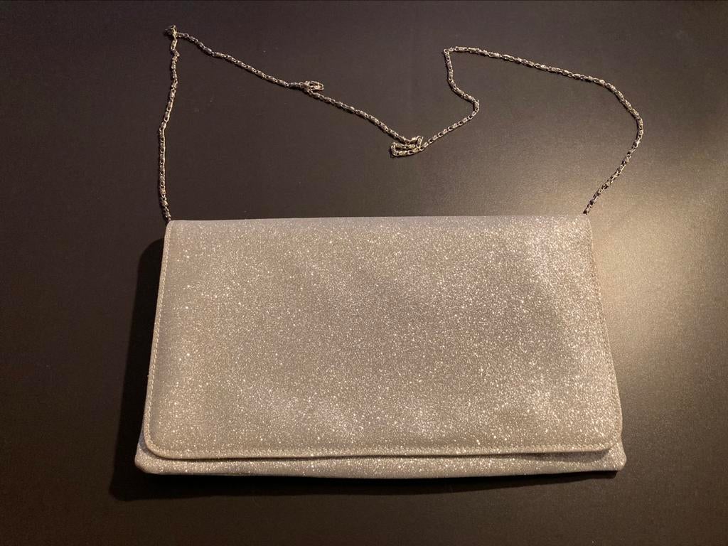 Pochette / trousse / sacoche gris argenté à paillettes, Enlèvement, Gris