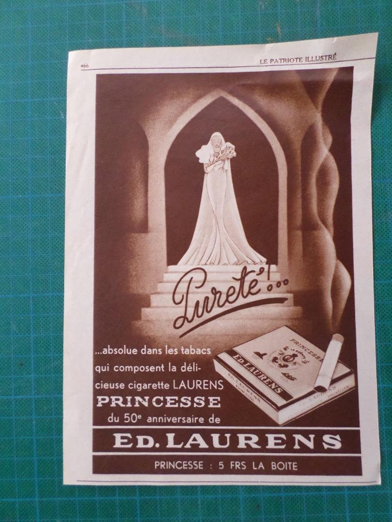 Ed. Laurens cigarette - publicité papier - 1937, Enlèvement ou Envoi, Utilisé, Autres types