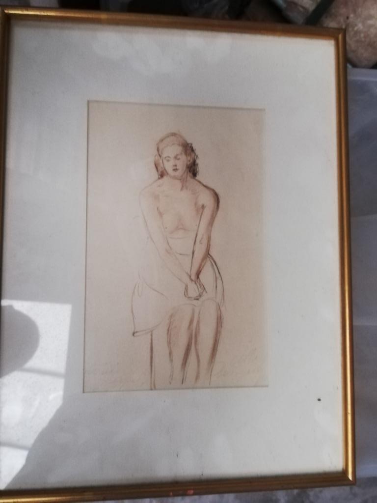 A. Keelhoff: potloodtekening: naakte vrouw, Antiek en Kunst, Ophalen of Verzenden