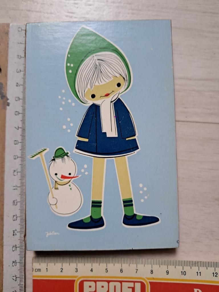 Planche rétro Koddig avec bonhomme de neige, par Jaklien Moe, Enlèvement ou Envoi
