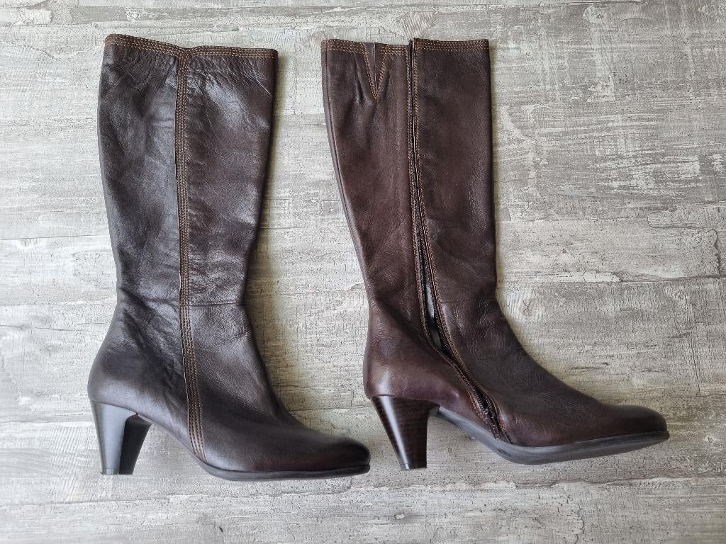 Bruine lederen dames laarzen maat 40, Kleding | Dames, Hoge laarzen, P.I.U.R.E, Bruin, Ophalen of Verzenden