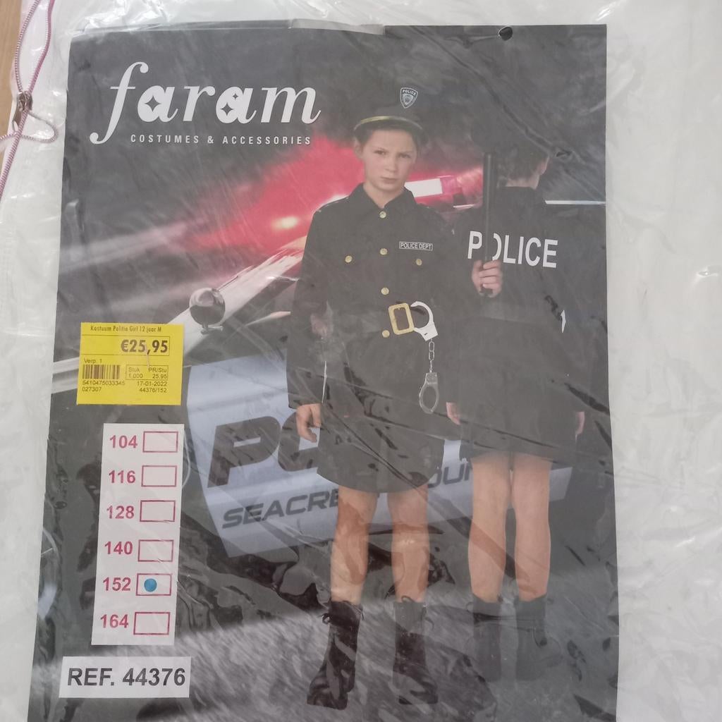 Meisje politieagenten kostuum, Kinderen en Baby's, Ophalen, Zo goed als nieuw, 146 t/m 152, Meisje