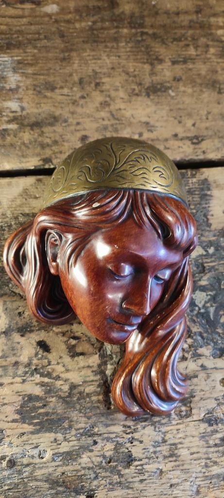 Vintage wall mask meisje Achatit Germany, Antiek en Kunst, Ophalen of Verzenden