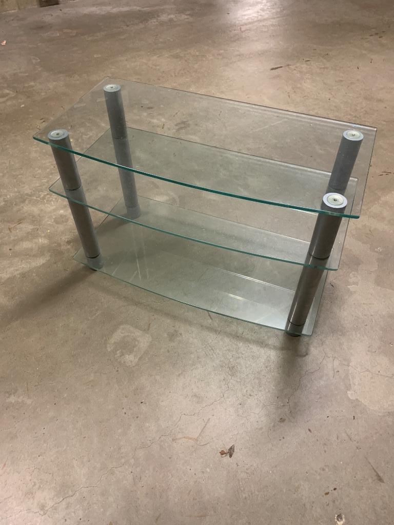 Tv-meubel of bijzetmeubel in tempered glass, Ophalen, 50 tot 100 cm, Zo goed als nieuw, Glas