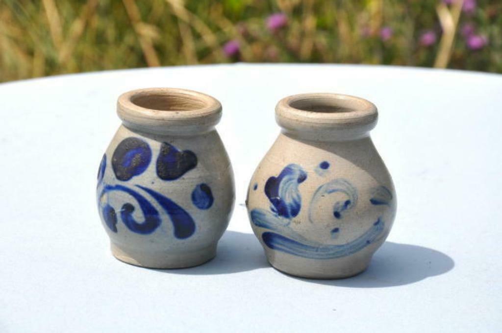 § 2 petits pots en gres gris bleu, Antiquités & Art, Enlèvement ou Envoi