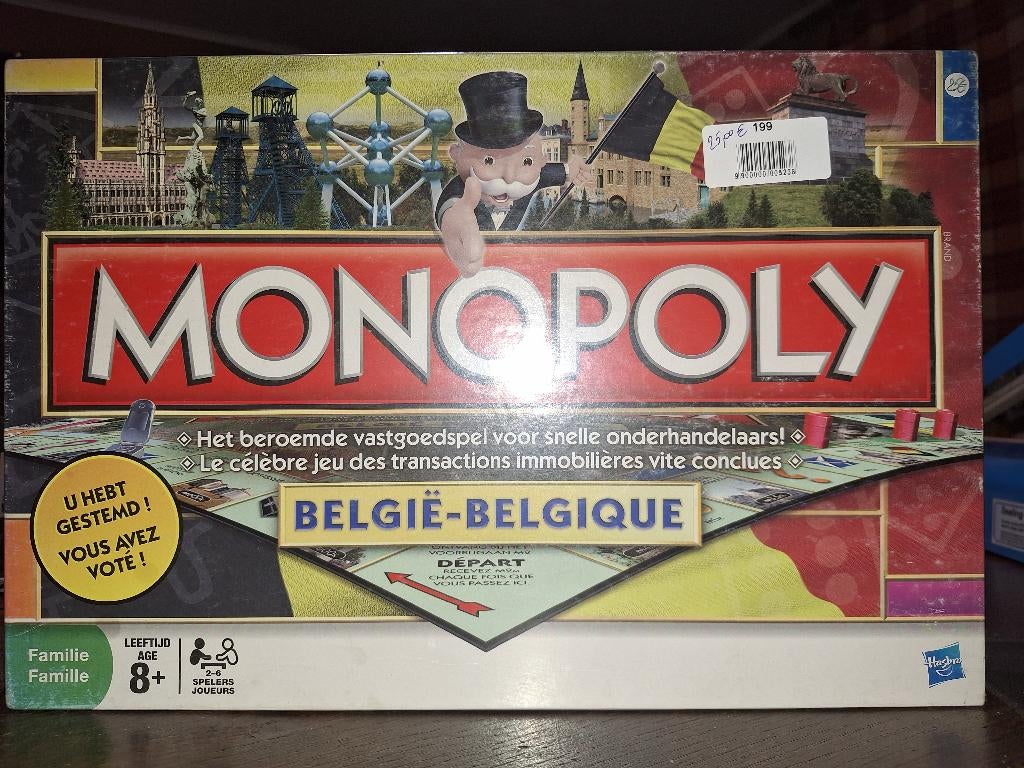 MONOPOLY BELGIE-BELGIQUE, Cinq joueurs ou plus, Enlèvement ou Envoi, Utilisé, Hasbro