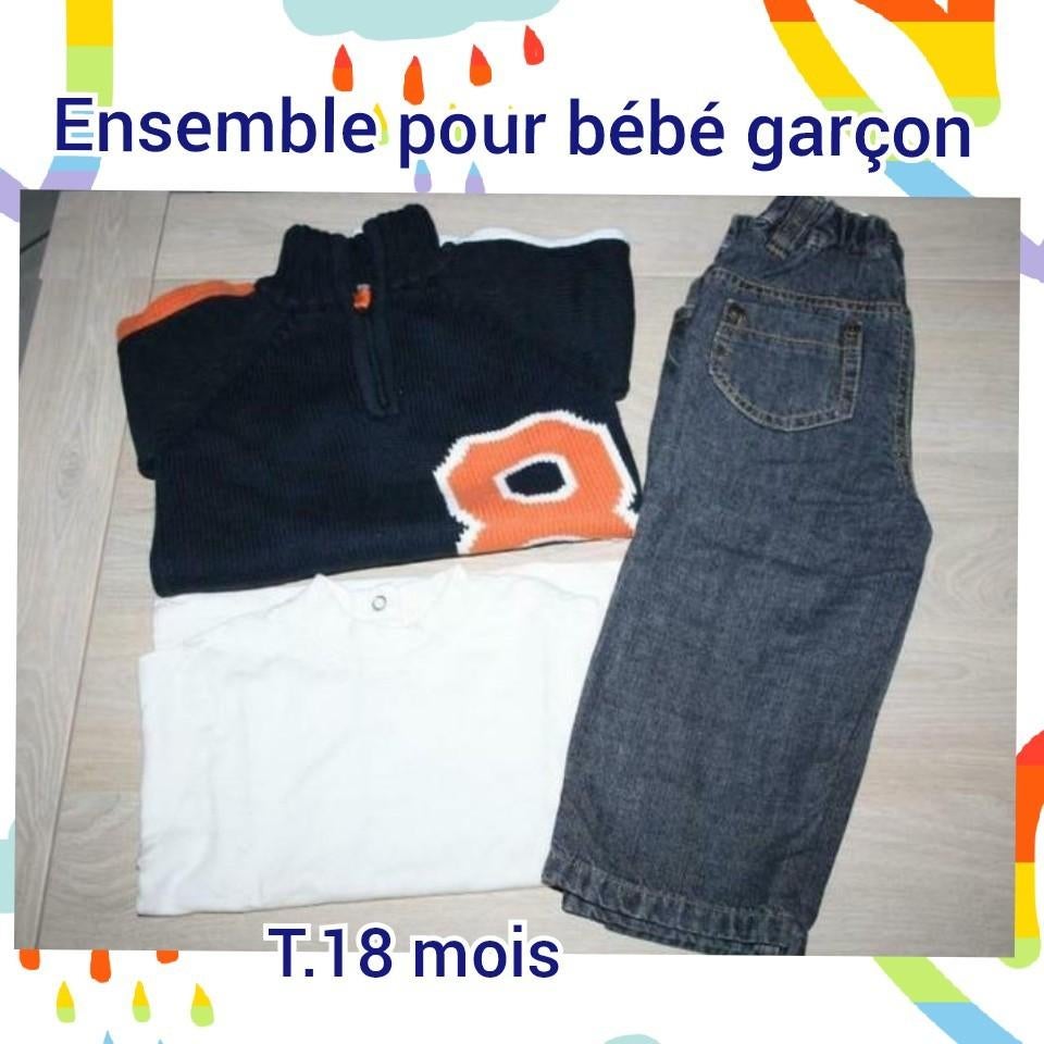 Pantalon +pull+sous pull pour bébé garçon-T.18 mois, Enfants & Bébés, Enlèvement ou Envoi, Utilisé, Garçon, Pantalon