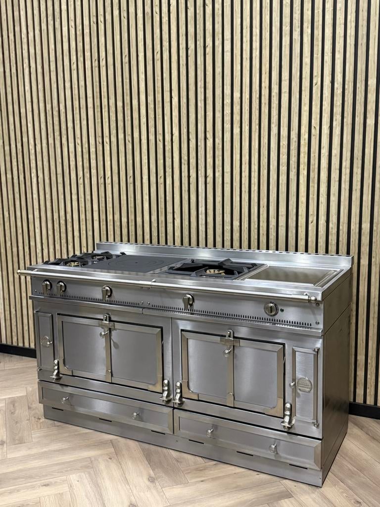Prachtige La Cornue 165cm Inox Gas + Coup de Feu +Teppanyaki, Ophalen of Verzenden, Zo goed als nieuw, Grill, Gas