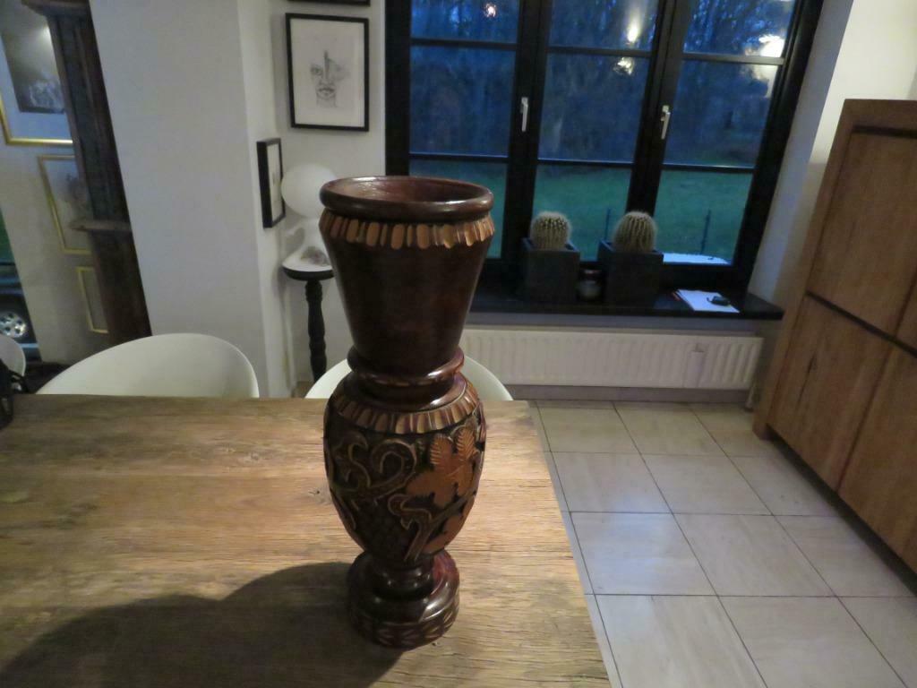 Gesculpteerde houten vloervaas, Antiek en Kunst, Ophalen of Verzenden