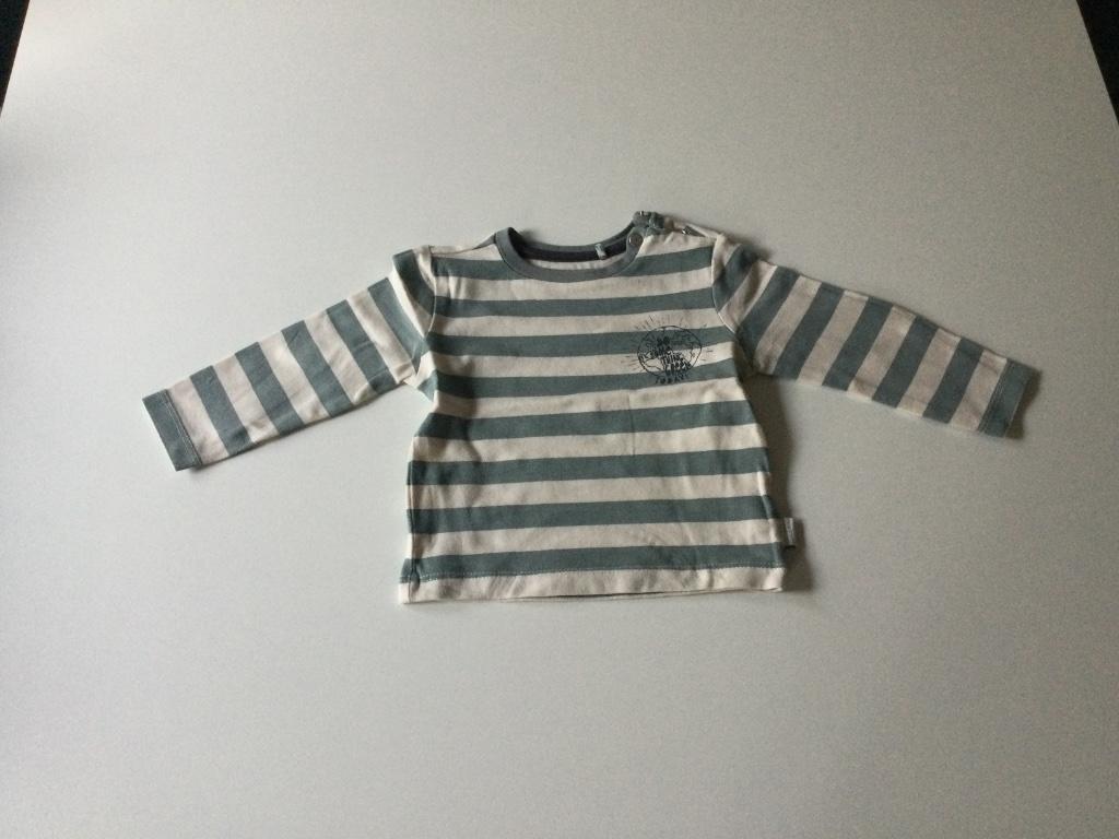 T-shirt met lange mouwen wit met groen gestreept, Kinderen en Baby's, Babykleding | Maat 62, Gebruikt, Ophalen of Verzenden, Jongetje