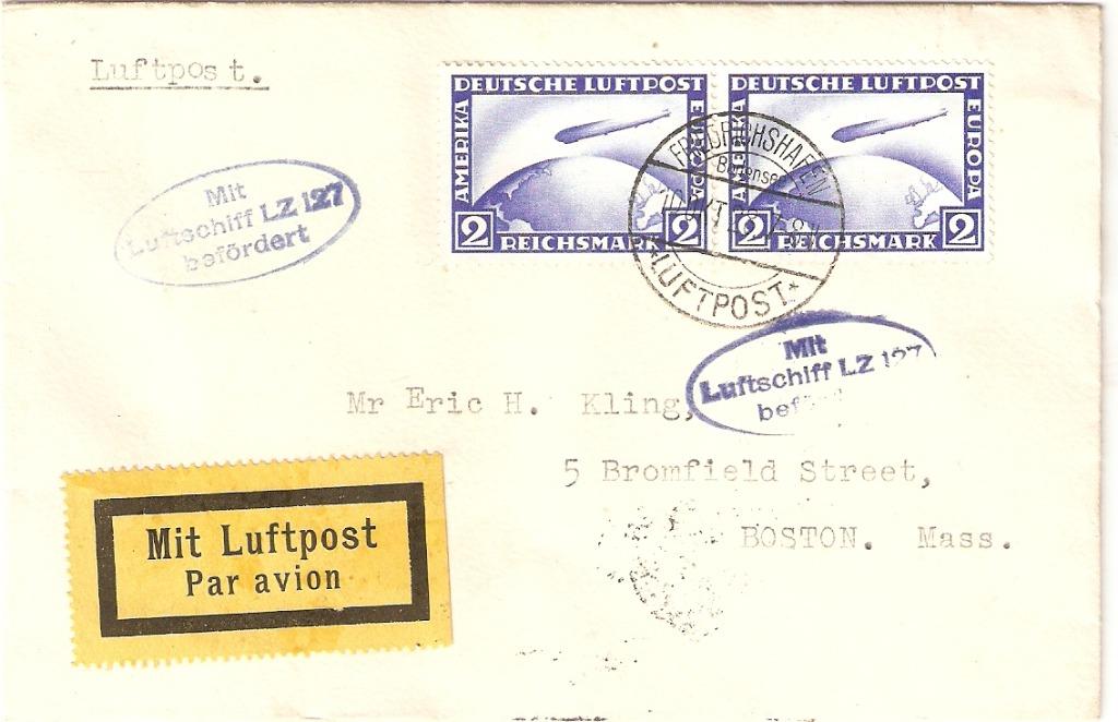 philatélie Zeppelin, Enlèvement ou Envoi, Enveloppe