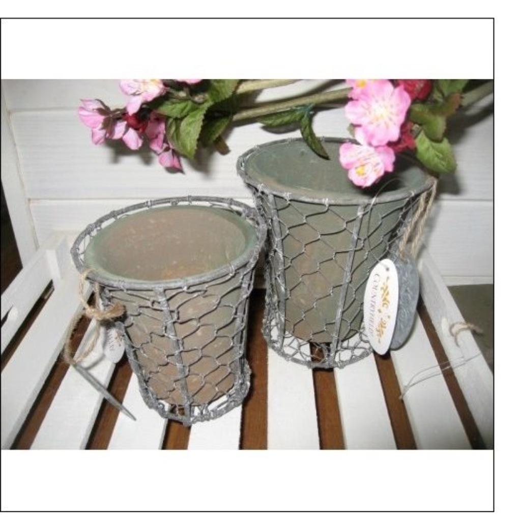 TERRA COTTA POT MET GAAS hoog 14,5 CM 3 stuks Nieuw, Steen, Rond, Ophalen of Verzenden, Binnen