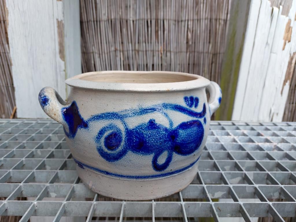 Vasque en céramique grise style Delft, Enlèvement ou Envoi