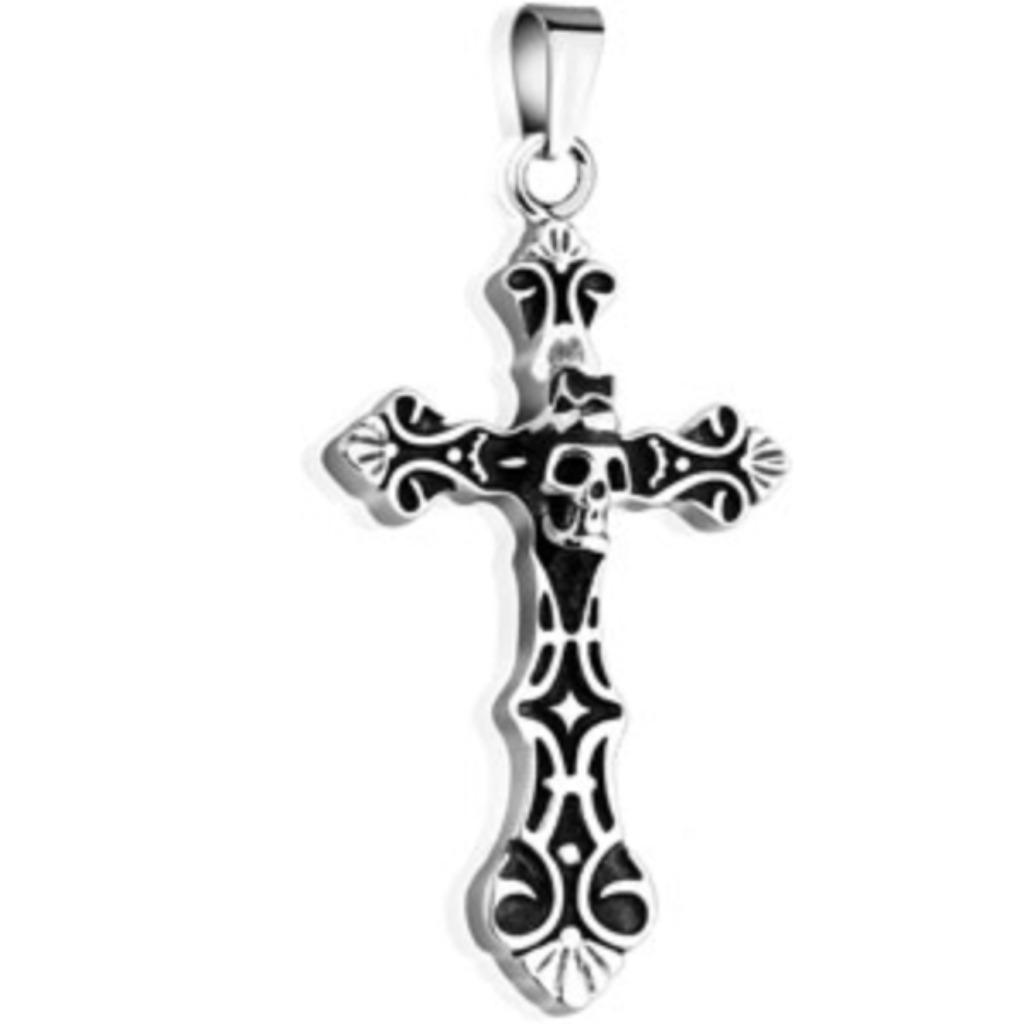 Pendentif en acier inoxydable en forme de croix avec tête de, Enlèvement ou Envoi, Neuf