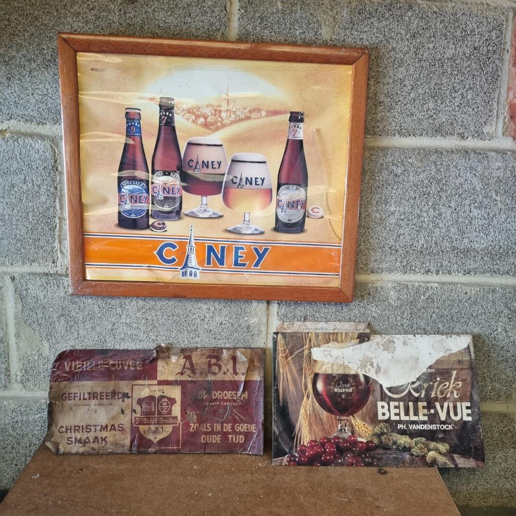 Lot de publicités Ciney-ABI-Belle Vue, Enlèvement ou Envoi, Utilisé, Panneau, Plaque ou Plaquette publicitaire, Autres marques