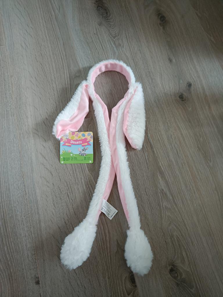 Konijnenoren diadeem wit met roze, Ophalen of Verzenden, Nieuw, Jongen of Meisje