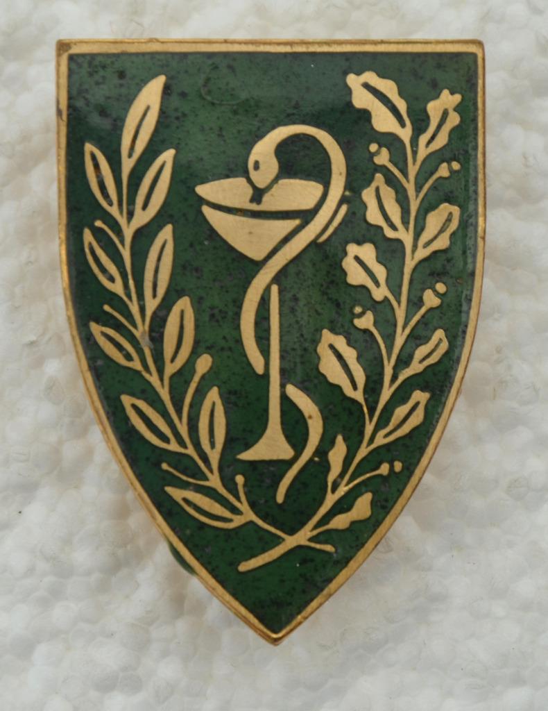 Insigne, Borsthanger Medische dienst “APOTHEKER”, Groen, Ophalen of Verzenden, Landmacht, Embleem of Badge