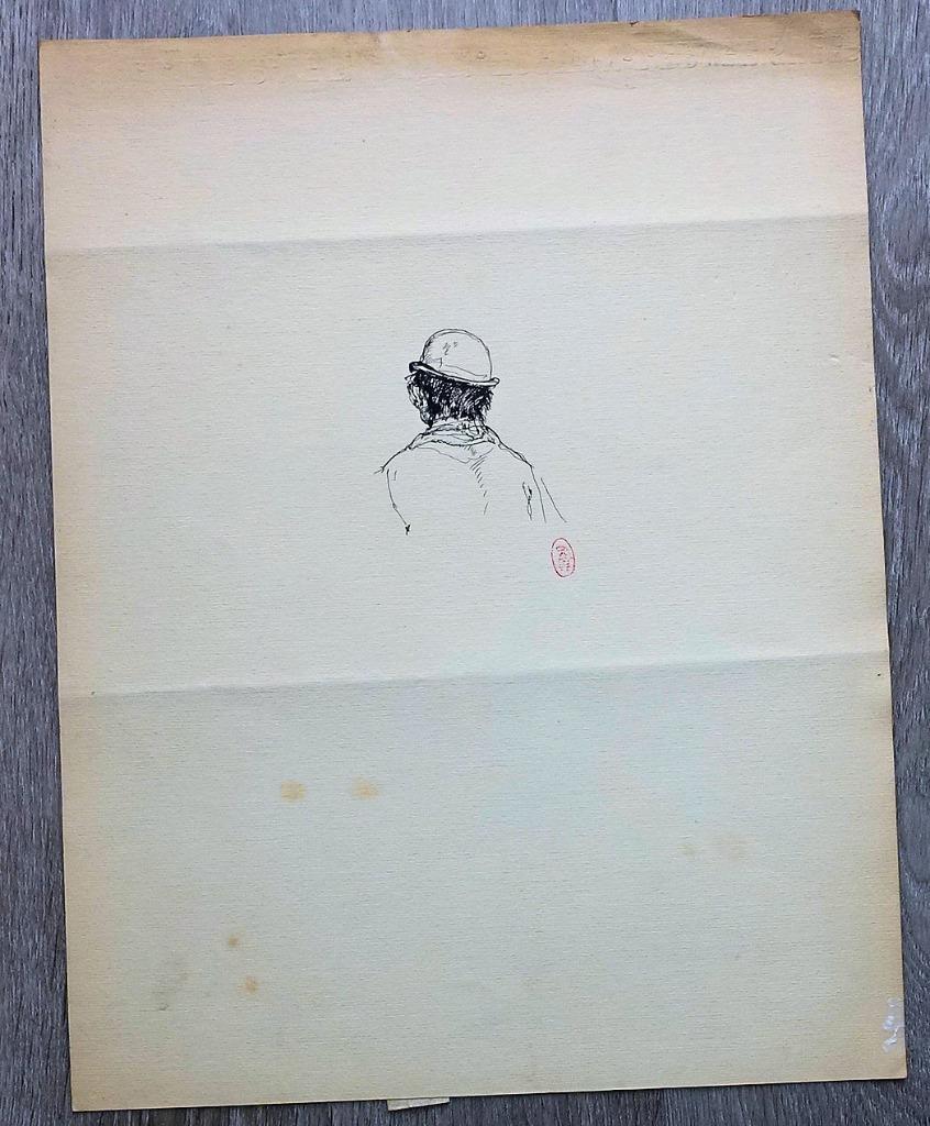 A575 Cecile Walton (toegeschr) inkttekening man met bolhoed, Antiek en Kunst, Kunst | Tekeningen en Fotografie, Ophalen of Verzenden