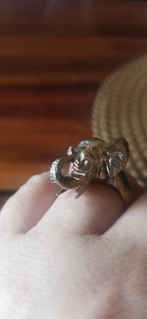 Bague argent éléphant vintage, Enlèvement ou Envoi, Utilisé, Argent, Argent