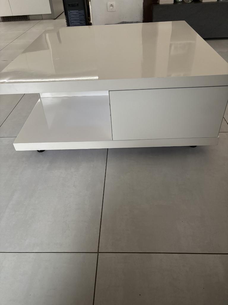 Witte salontafel, Huis en Inrichting, Tafels | Salontafels, Ophalen, Gebruikt, 50 tot 100 cm, Vierkant