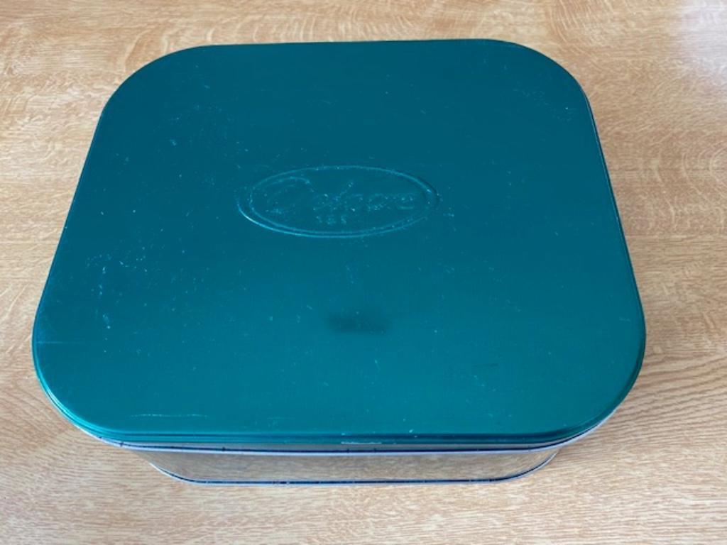 Groene blikken doos Delacre, Ophalen of Verzenden, Gebruikt, Koek(jes), Overige merken