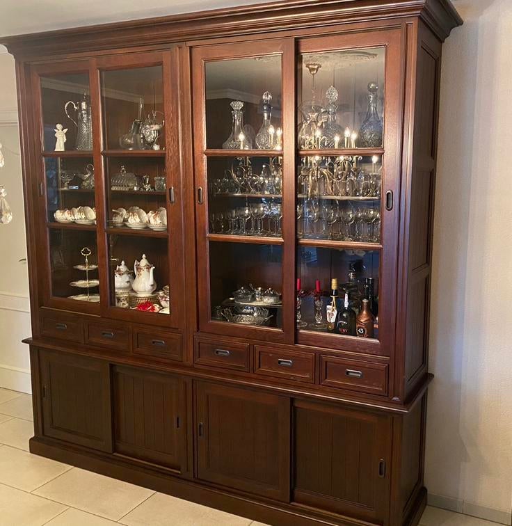 Prachtige Engelse vitrinekast, Maison & Meubles, Armoires | Buffets, Comme neuf, Chêne, Enlèvement