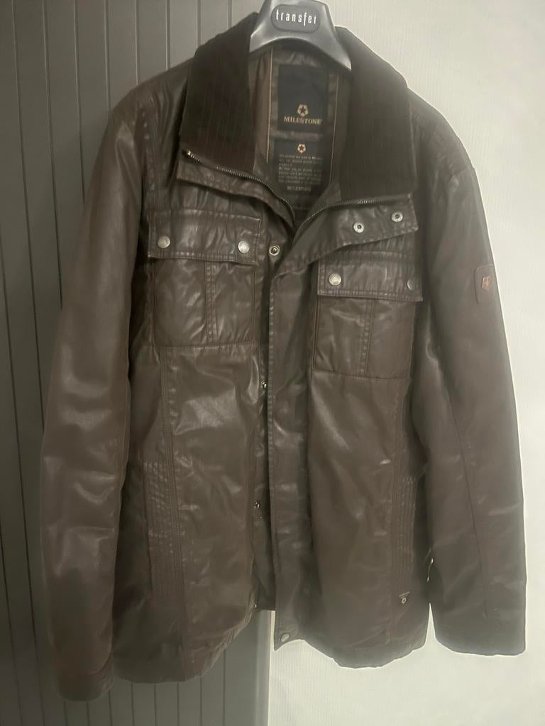 Lederen winterjas voor mannen, Ophalen, Gedragen, Maat 48/50 (M), Bruin