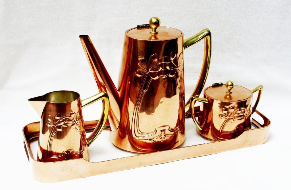 Service à café Art Nouveau - Carl Deffner., Antiquités & Art, Antiquités | Services (vaisselle) pièces, Enlèvement ou Envoi