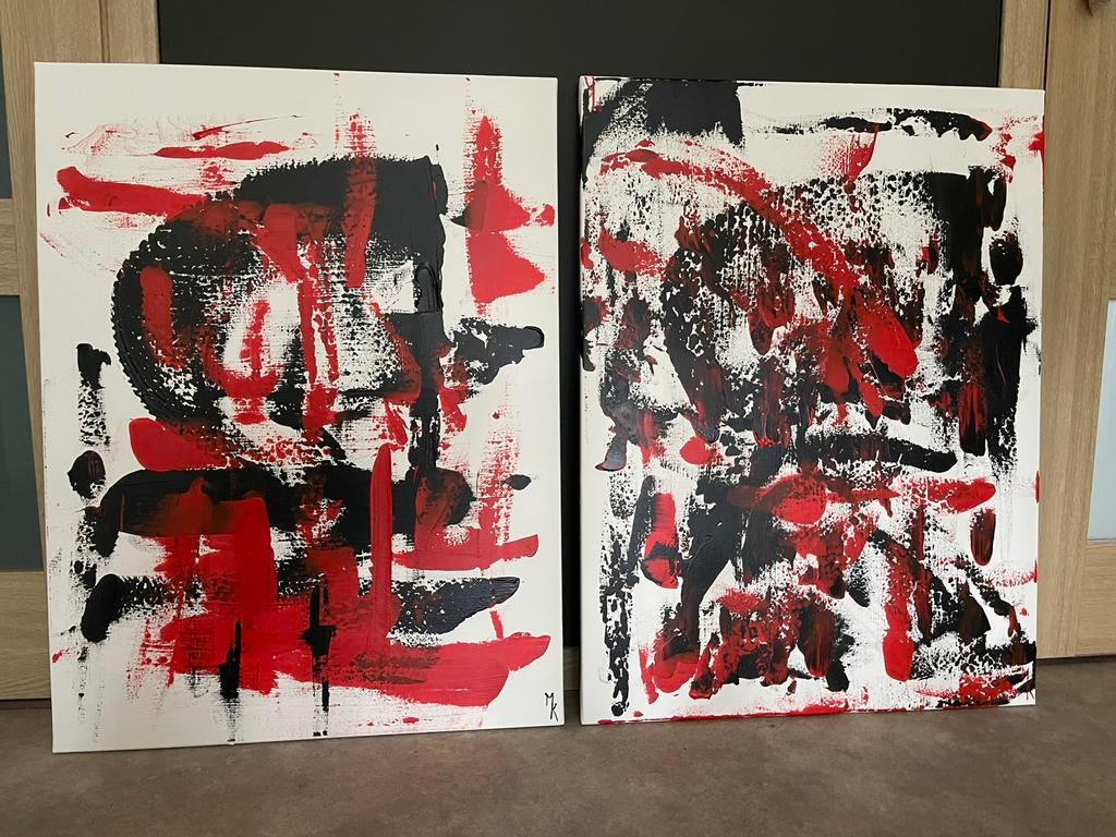 Expressieve vrij grote abstracte schilderijen Mk Art, Ophalen