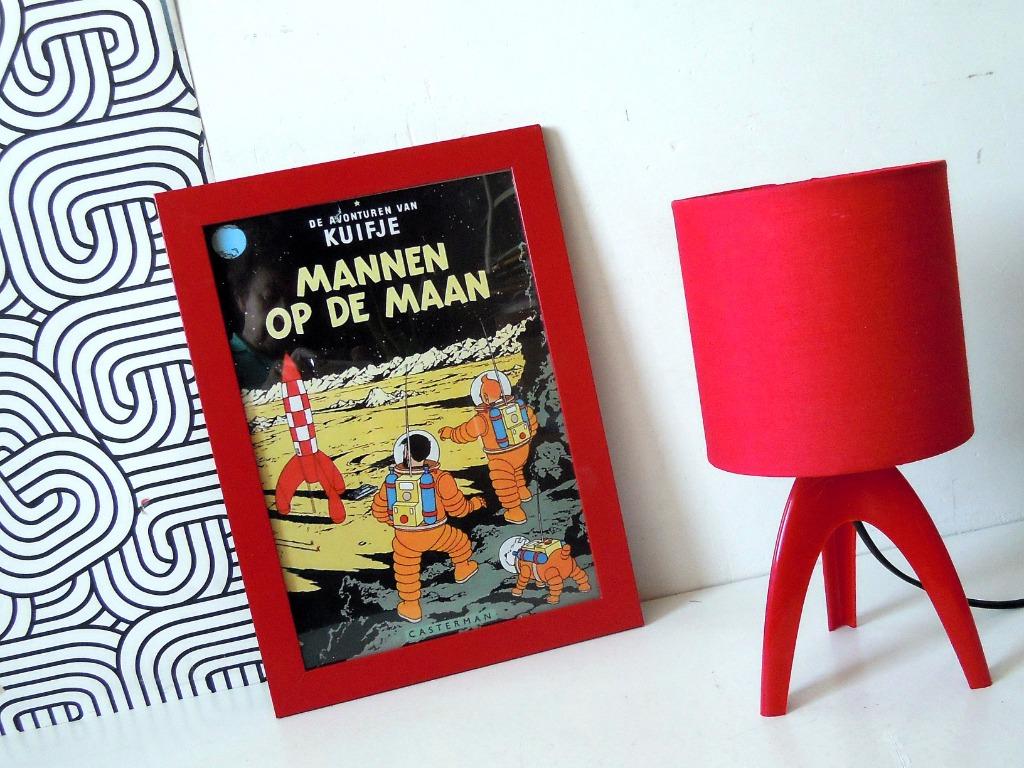 Kuifje op de maan +  tafellamp, Verzamelen, Stripfiguren, Zo goed als nieuw, Gebruiksvoorwerp, Kuifje, Ophalen of Verzenden