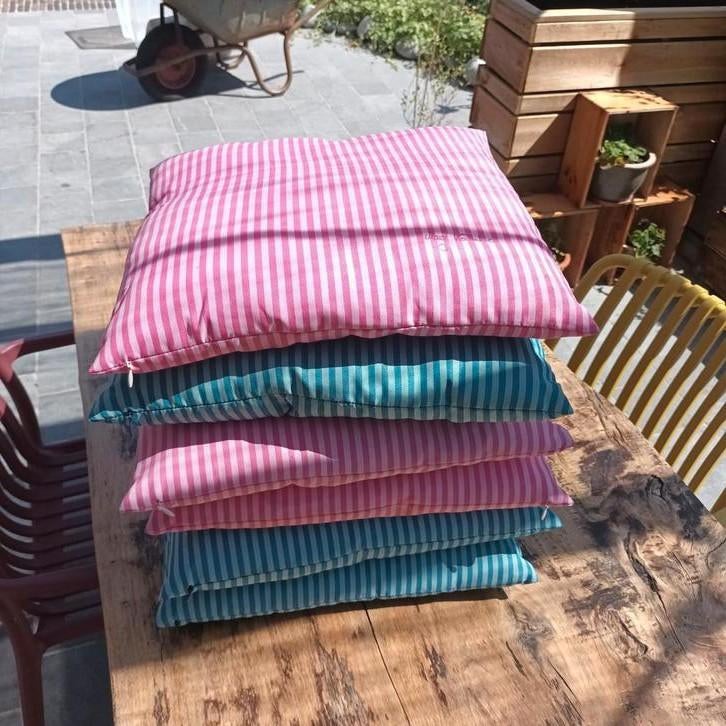 6 kussens voor buiten, Tuin en Terras, Ophalen of Verzenden, Gebruikt