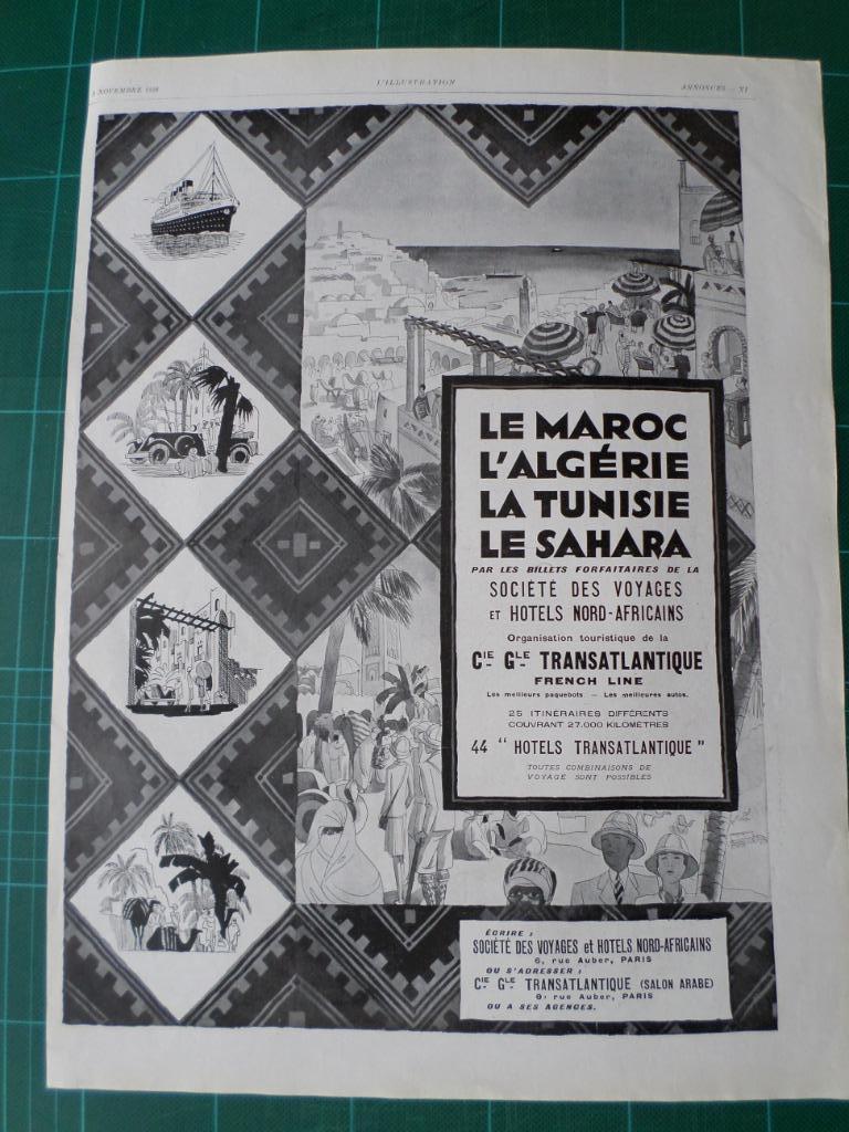 Transport maritime - pub.papier Cie Gén.transatlantique-1928, Enlèvement ou Envoi, Utilisé, Bateau à moteur, Autres types