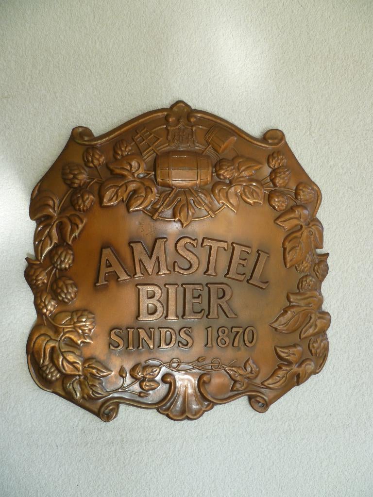 METALEN BROUWERIJ BORDJE"AMSTEL BIER"UIT JAREN 50/60, Enlèvement ou Envoi, Utilisé, Panneau publicitaire