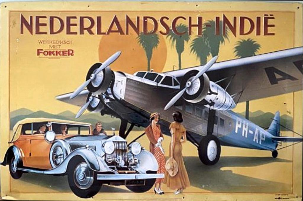 XL Vintage metal wall plate Fokker, Ophalen of Verzenden, Gebruikt