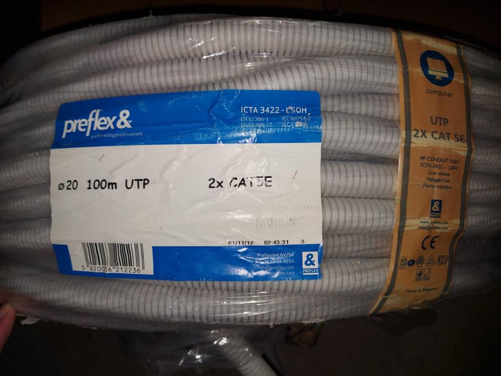 Preflex UTP 2XCAT5E diameter 20mm, Enlèvement, Neuf, Câble ou Fil électrique