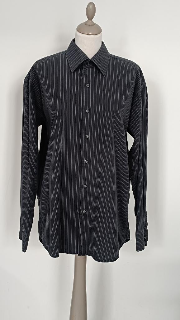 Chemise noire homme lignée grise, Taille XL. Pellini. ‍🙋‍♀️, Tour de cou 43/44 (XL), Enlèvement ou Envoi, Comme neuf, Noir