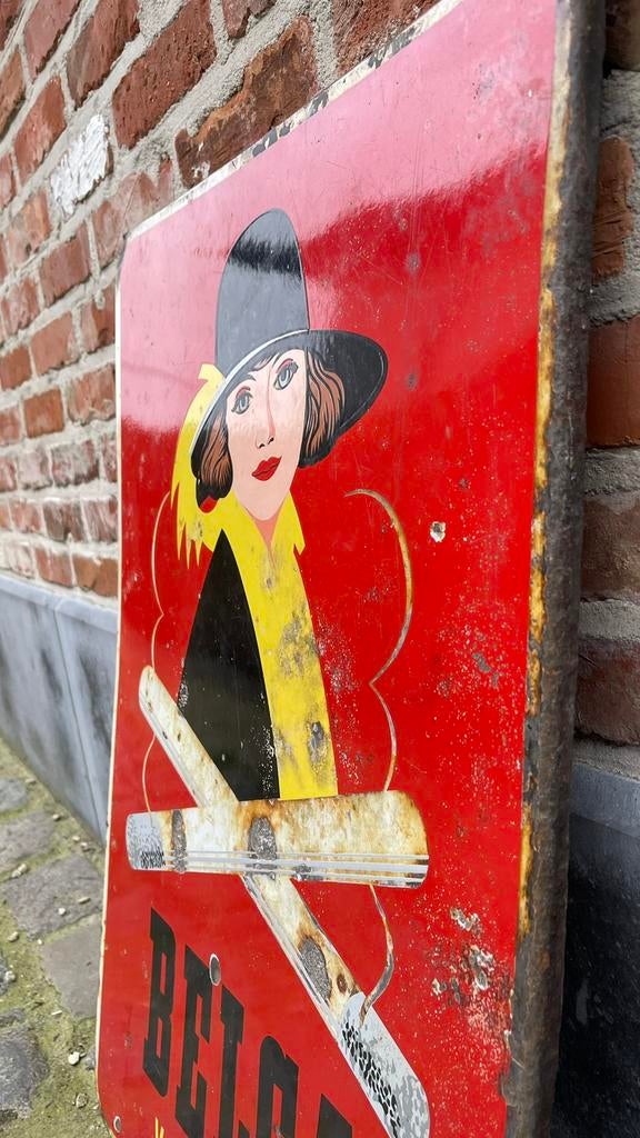 Emaille bord Belga., Verzamelen, Ophalen, Gebruikt, Reclamebord